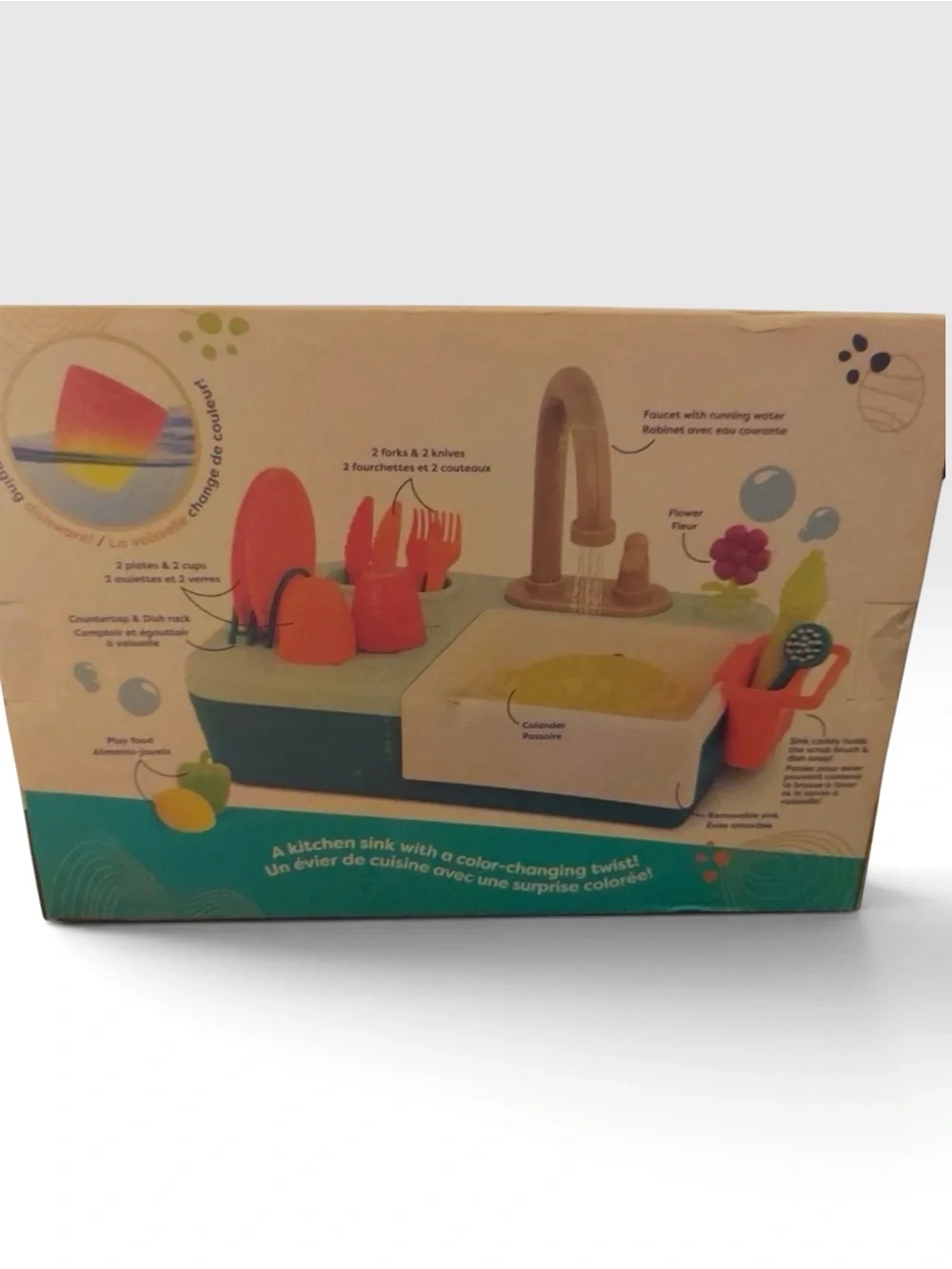 B Toys Splash & Scrub Toy Kitchen Sink Playset. 18pcs